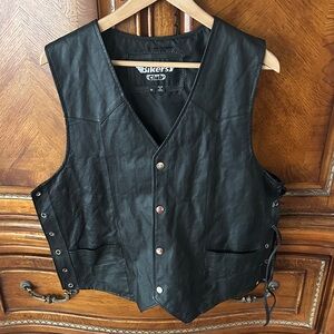 Men's Black Leather Vest